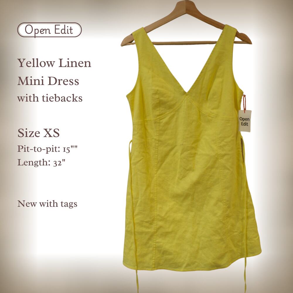 Yellow Linen Blend Open Edit Mini Dress